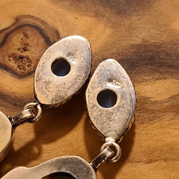 Gemstone silver earrings Botswana agate and opalite - Picture 7 of 7